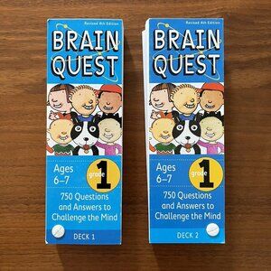 Brain Quest Learn Multi-Subject Grade 1 Ages 6-7 Lot of 2 Quiz Deck 4th Ed 2012